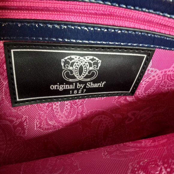 Omar Sharif Tote Bag Tie Dye Large Patent Leather Pockets Dual Handles Colorful - Picture 5 of 15